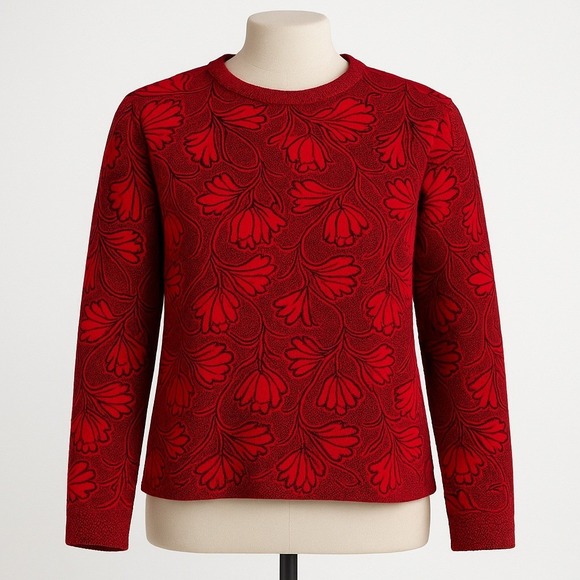 Blair Sweaters - Vintage Y2K Floral Whimsigoth Sweater Size L Black Red Pullover Romantic Glam